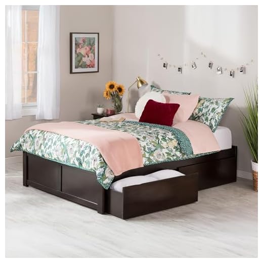 AFI Concord Full Platform Bed with Flat Panel Footboard and Turbo Charger with Urban Bed Drawers in Espresso