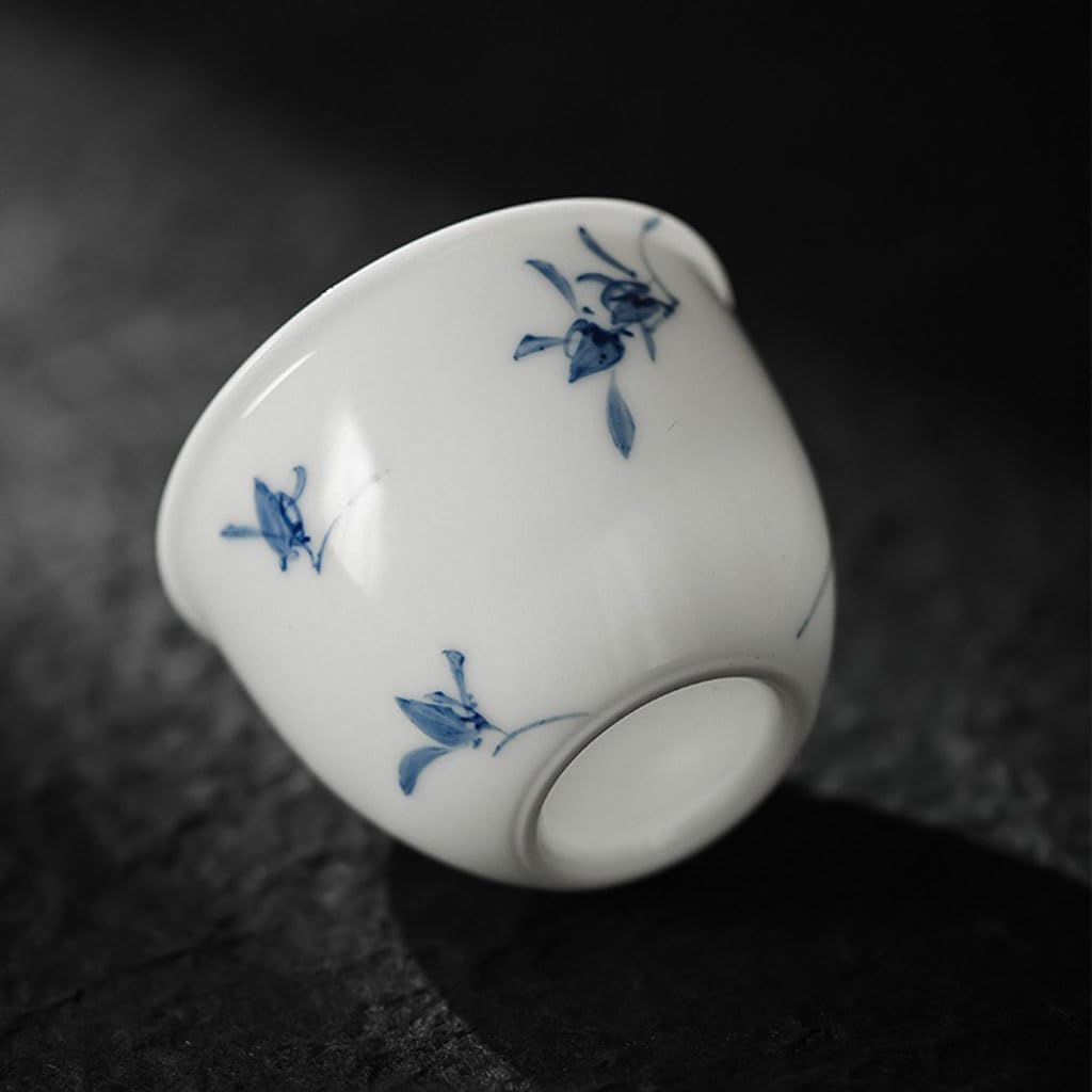 GSOUL Kungfu Tea cup Household Jar Cup Hand-painted Butterfly Orchid Tea Single Personal Host Ceramic Kung Fu Set Small Tea Cups