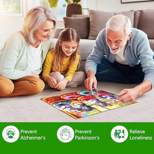 6 Pack 36 Large Piece Puzzles for Seniors, Dementia & Alzheimer's Activities for Elderly Adults, Easy Jigsaw Puzzles with Cute Dog & Donut Designs, Memory & Cognitive Games, Ideal Gifts - Image 5