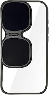 حامل نظارات شمسية من نيكست ستور مع حماية عدسة عالية الشفافية من البولي كربونات مضاد للسقوط جراب حامل مدمج متوافق مع ايفون 15 برو (رمادي)