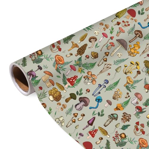 Pineraap Mushroom Wrapping Paper Roll - 17Inch x16.4Feet - Plants