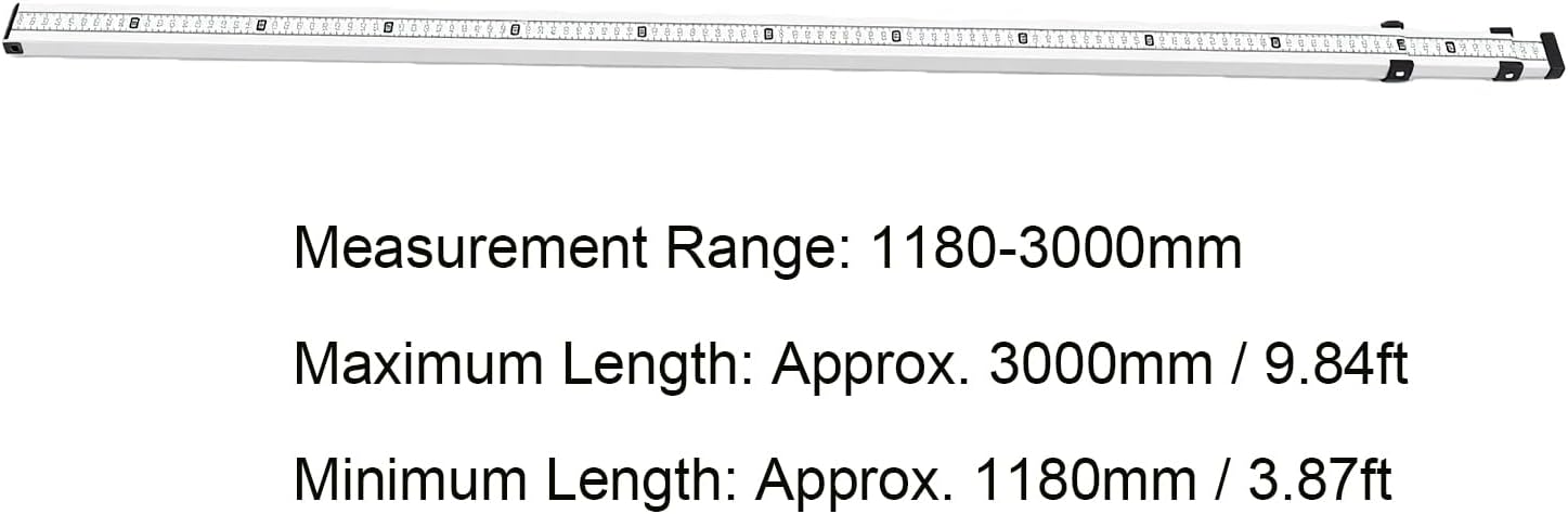 Fafeicy Aluminum Grade Rod 1180-3000mm Telescopic Leveling Rod | with Reverse Scale and Bubble Level for Home Improvement