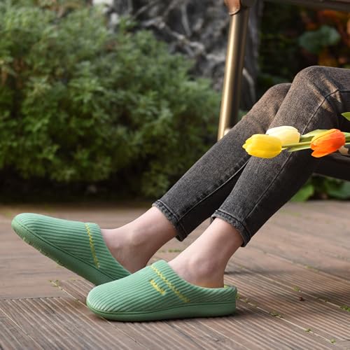 Image of House Slippers for Women with Arch Support | Memory Foam Non-Slip, Two Tone Embroidered Soft Home Slippers, All Season Comfort