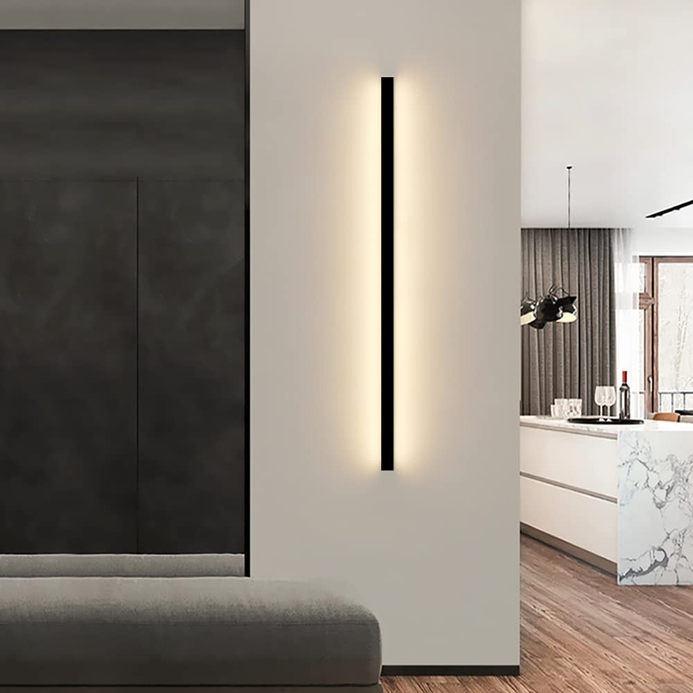 Ciepłe światło długa taśma lampa ścienna LED, nowoczesna minimalistyczna lampa ścienna, różne rozmiary nordyckiego akrylu, odpowiednia do sypialni salonu korytarza ganku (80 cm)