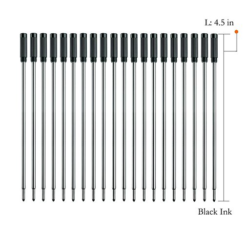 MengRan 4.5'' Ballpoint Pen Refills for Cross Pens, Fine Point Pen Refill -Black ink.Pack of 20