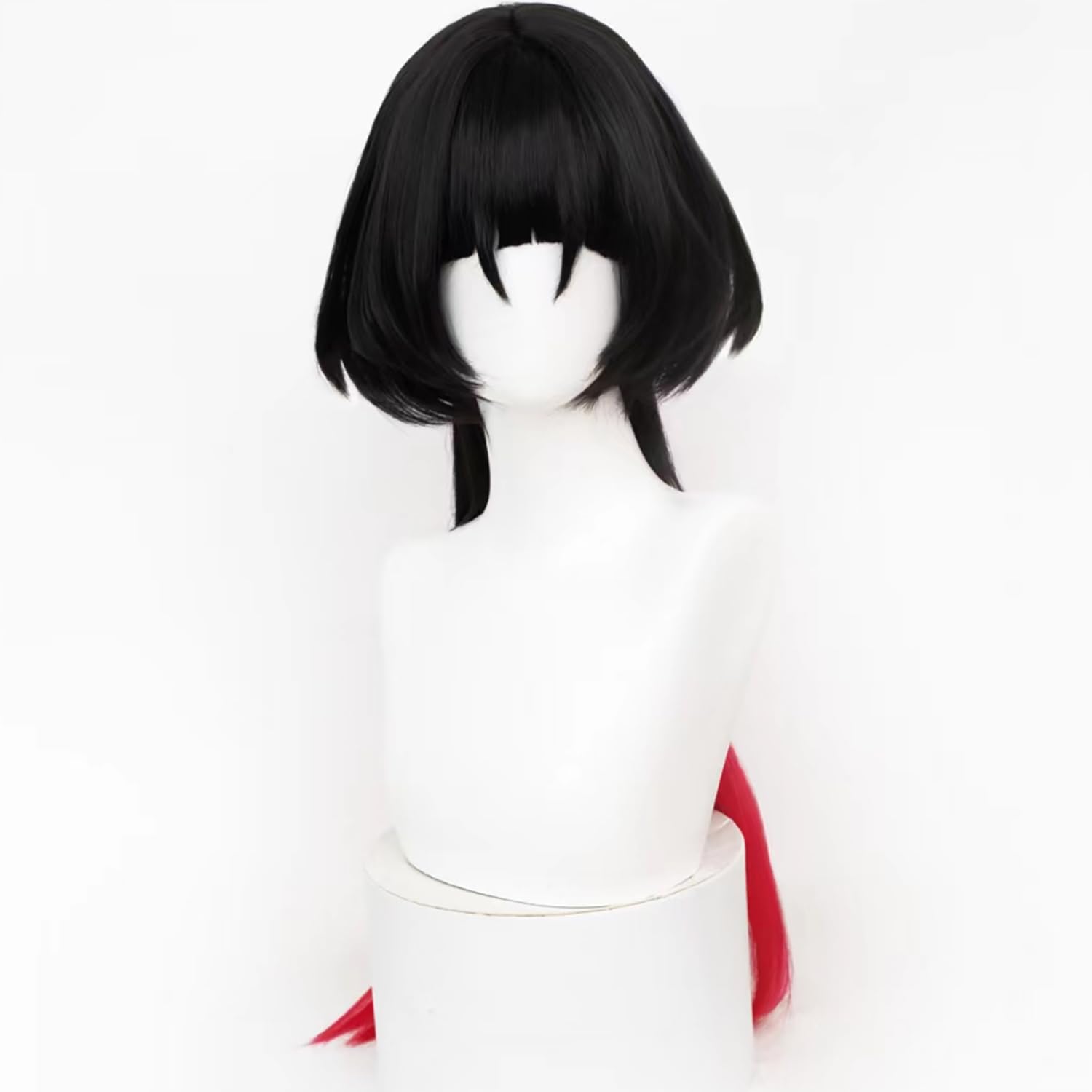 Black Gradient Red Bob Style Straight Wig with Heat Resistan Synthetic Hairs for Adult Women Halloween Cos Anime Party Replacement Wigs - Image 3