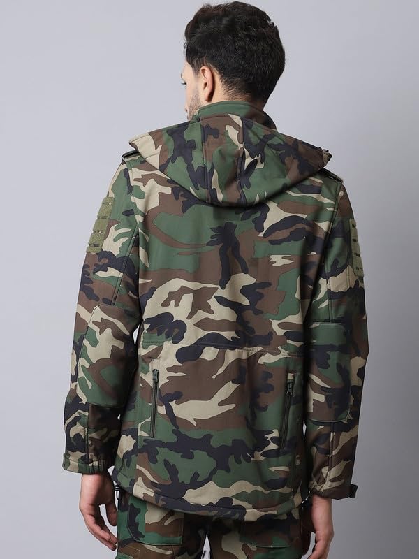 Image of MOUNTMILLER Men's 12 Zipper Softshell Hooded Tactical Jacket | Water-Repellent, Multi-Pocket, Abrasion-Resistant - Perfect for Outdoor Activities, Hiking, and Trekking