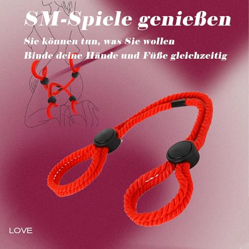 Bondageset Fessel Set Anfänger 2X Bondage Seil Sm Bondageseil Brüste Self Bondage Bettfesseln Handschellen Bettfessel Set Bdsm Bondage Seile Rope Fessel Kit für Sex Selfbondage Für Männer Frauen Paare