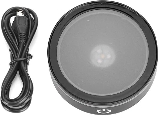 Base de luz LED de cristal, compacta multicolorida, com luz giratória, suporte de base de exibição de cristal com interruptor sensível ao toque para estátuas de cristal 3D, joia de arte em bola de vidro (preto)