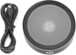 Crystal Led Light Base,Compact Multicolor Changing Light Rotating Crystal Display Base Stand Holder With Sensitive Touch Switch For 3D Crystal Statues Glass Ball Art Jewelry (Black)