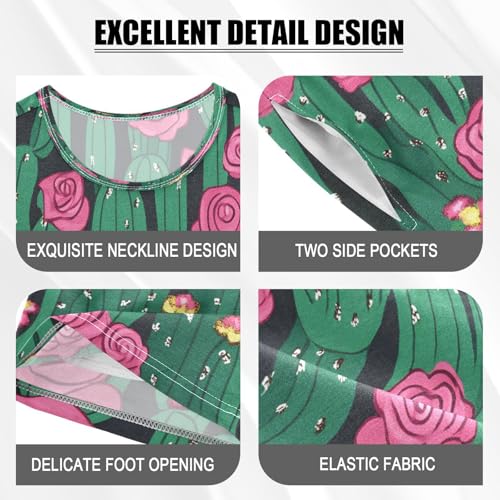 senya Short Sleeve Pajamas Sets Summer Cotton Sleepwear Cactus Cactus Flower Rose4