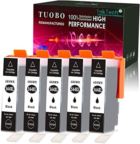 5 Packs Black Replacement for HP 564XL Ink Cartridge High Yeild Compatible with HP Photosmart 5520 6510 6520 7510 7520 7515 C6380 C310a