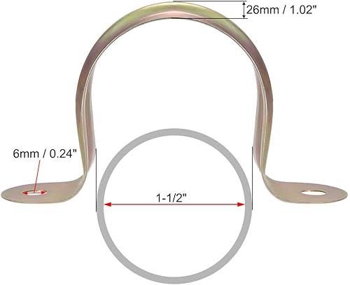 Miniatura 7 de uxcell Correa de tubo rígida de 1-14 pulgadas, correas de tubo de 2 agujeros, abrazadera de clip de tubo de tensión de hierro, 30 piezas