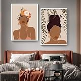 Pósteres de chica sexy negra, pintura de planta verde, lienzo, carteles artísticos de pared e impresiones, cuadros de pared para sala de estar, decoración de pared del hogar, 60x90cmx2 sin marco