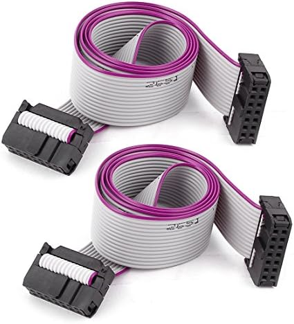 uxcell 2pcs IDC 14-Pin F/F Hard Drive Flat Ribbon Cable 50cm for Motherboard