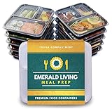 [10 pack] 3 Compartment BPA Free Meal Prep Containers. Reusable Plastic Food Containers & Lids. Stackable, Microwavable, Freezer & Dishwasher Safe. Bento Box / Lunch Box Container Set + EBook [36 oz]