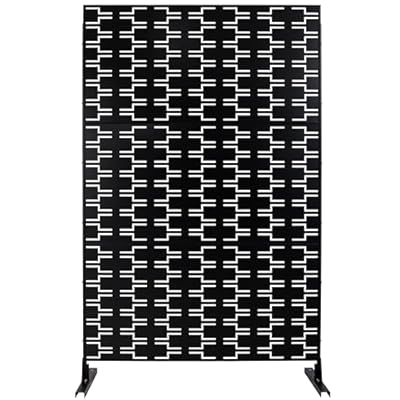 Outdoor Indoor Metal Privacy Screen, 76" H x 48" W, Freestanding Decorative Screen for Balcony, Patio, Deck, Garden PS112 Black