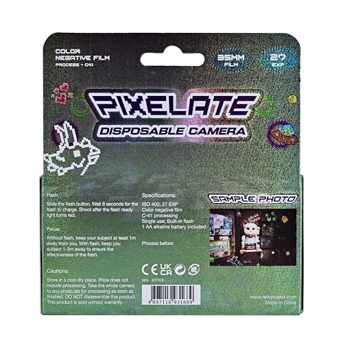 Image of Retocolor Pixelate 400 35mm Disposable Film Camera 27EXP, ISO400, Color Negative Film, Focus Free, Easy to Use, Built in Flash, Single Use (Film and Battery Included) (Pixelate)