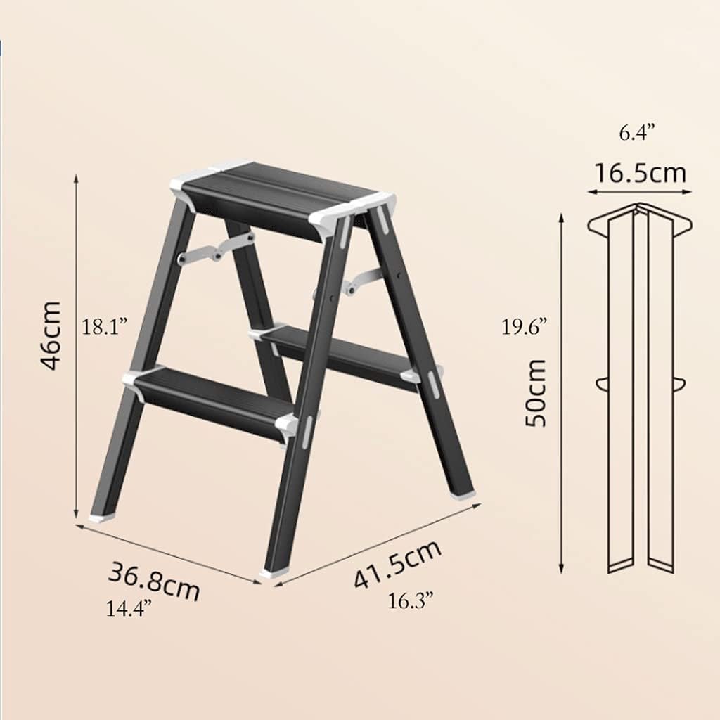 Portable Step Stool Folding Step Ladder Portable Work Bench Aluminum Step Stool with Anti-Slip Wide Pedal (C)
