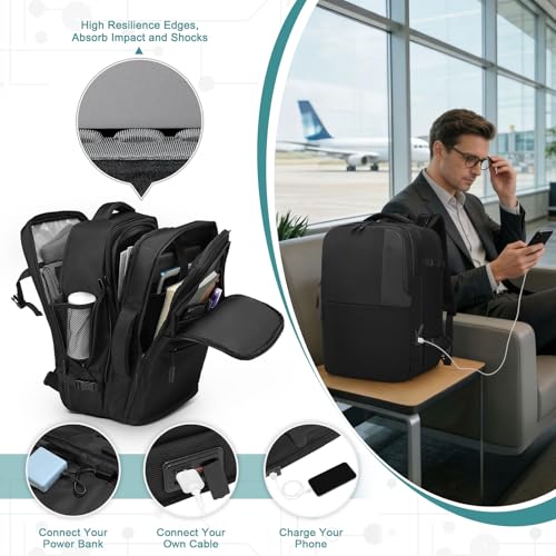 Mochila de viaje 2 en 1 para hombre con laptop 16" negra miniatura 3
