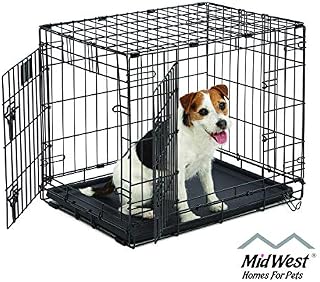 Small Dog Crate | MidWest Life Stages 24" Double Door Folding Metal Dog