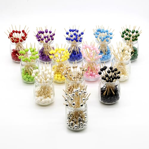 Minisland Silver Pearl Cocktail Picks, 4.7 Inch Long Bamboo Fancy Toothpicks for Appetizers, Decorative Christmas New Year Holiday Party Food Drink Garnish Fruit Kabob Skewer Sticks 100 Counts -MSL151 - Thumbnail 7