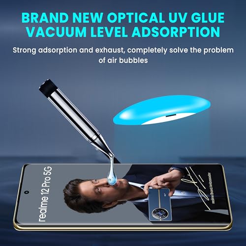 Image of ArmourPro UV Privacy Tempered Glass Compatible for Realme 12 Pro (6.7 Inch, Pack of 2) Edge to Edge Full SCreen Coverage & Installation Kit | Anti-Spy /Anti-Peeping 9H Hardness