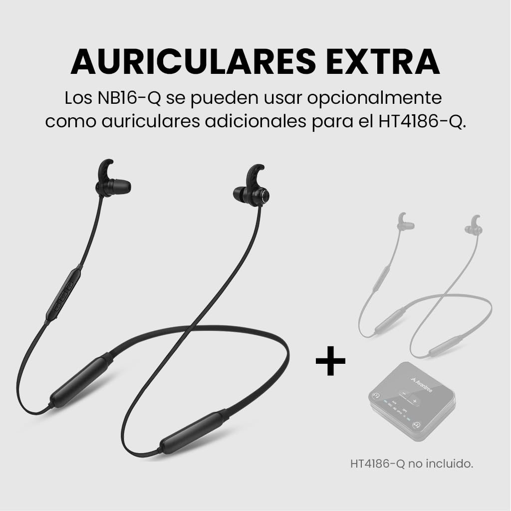 Avantree NB16-Q - Auriculares Bluetooth 5.2 In-Ear con Qualcomm aptX Adaptive, 20h de Autonomía, Cómodos y Seguros para Smartphones, Smart TVs y PC