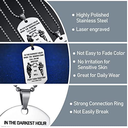 CaleesLLC Men's Necklace We Will Fight Them Together,To my Brother Necklace Military Dog Tag Pendent Christmas Birthday Party Gift,Set of 33