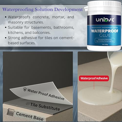 Image of UNIDSC Transparent Waterproof Glue with Brush, 300 gm Pack of 1 Transparent Glue for Roof Leakage, Crack Seal, Water Leakage Solution, Waterproofing for Pipe, Wall, Tiles