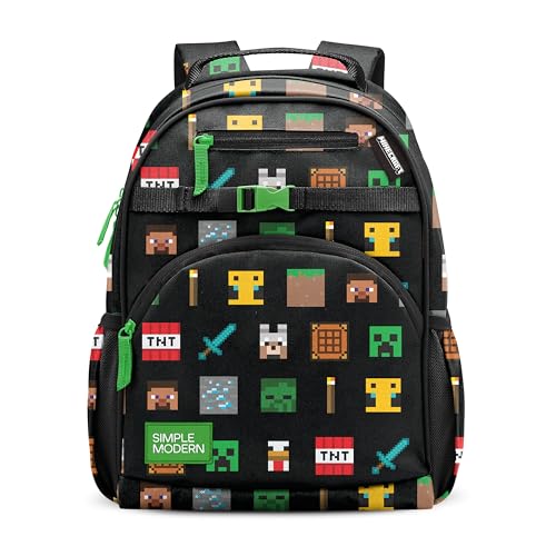 Simple Modern Large Minecraft Kids Backpack for School Girls and Boys | Elementary Backpack for Teen | Fletcher Collection | Kids - 16 tall | Minecraft Mashup