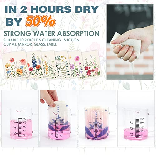 Morigins Wildflowers Butterflies Swedish Kitchen Dishcloths Reusable Sponge Cleaning Cloths Absorbent Dish Cloth Quick Drying Washable Cleaning Wipes 6Pcs #TOP2