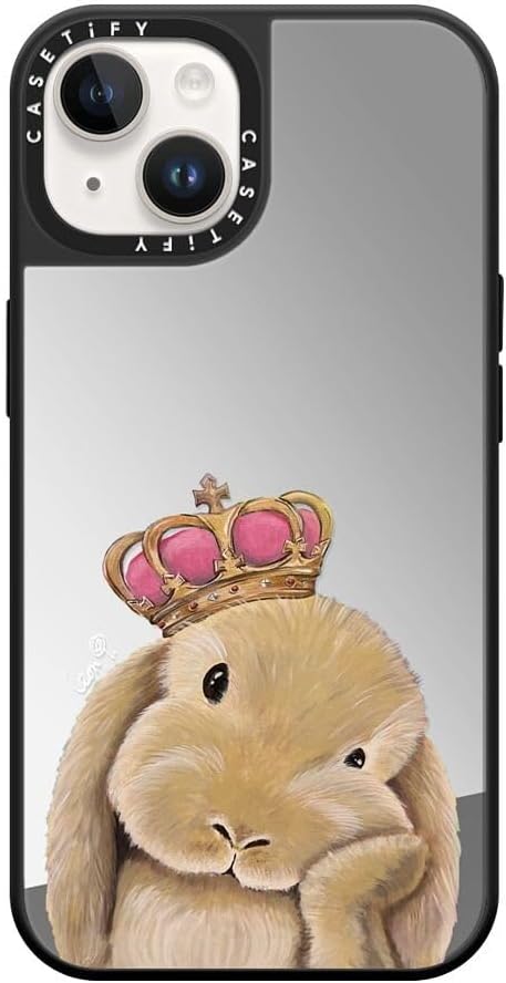 CASETiFY Mirror Case for iPhone 14 Compatible with Magsafe - Gloomie Bunny by LeonLollipop - Silver on Black