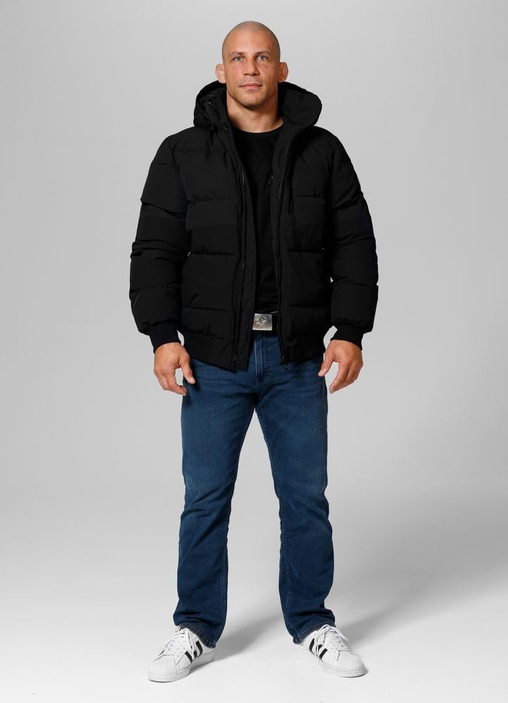 PITBULL Herren Stepp-Winterjacke mit abnehmbarer Kapuze Männliche Winter Jacke mit Kapuze Patton Rip-Stop Gewebe Winterjacke