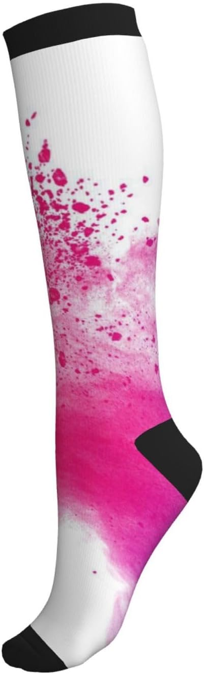 Multicolored Powder Explosion Tight Fitting Women'S Men'S Knee High Running Socks