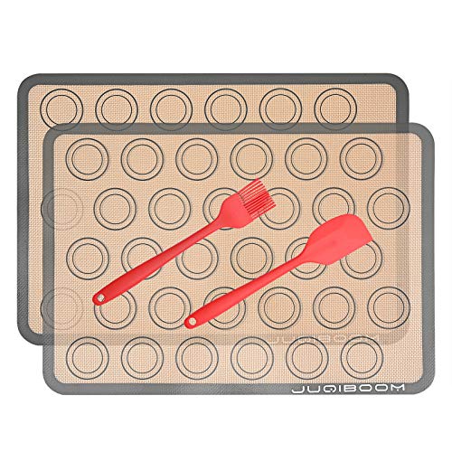 Silicone Baking Mat - Set of 2 Half Sheet 11 58 x 16 12 1 Scraper 1 Oil brush - Non Stick Silicone Liner for Bake Pans Rolling - MacaronPastryCookieBunBread Making