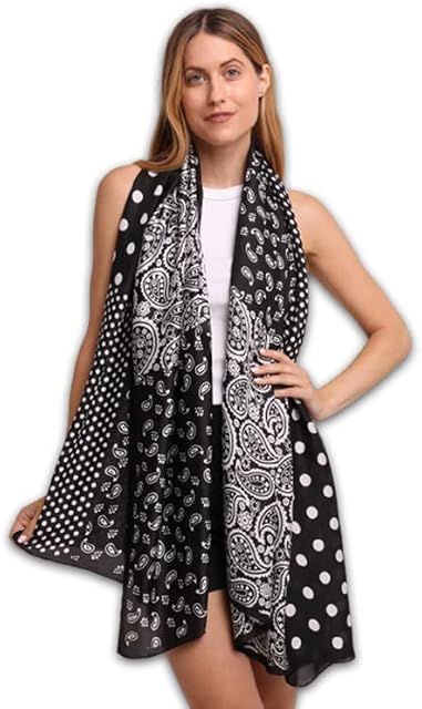 Trillion London® Pure Silk Scarf| 100% Silk Neck Scarf For Women |Lightweight Scarves for Ladies | Shawl Wraps for Winter | Size - 180 cm * 90 cm | Colour - Black|Weight- 130 gms