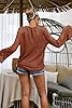Saodimallsu Womens Oversized V Neck Shirts Flowy Crochet Bell Sleeve Boho Tops Sexy Tie Front Ruched Ruffle Top Blouse Brick Red #3
