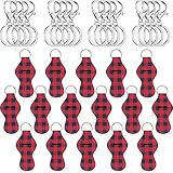 Jovitec 16 Pieces Chapstick Holder Keychain with 16 Metal Key Chains (Black, Red)