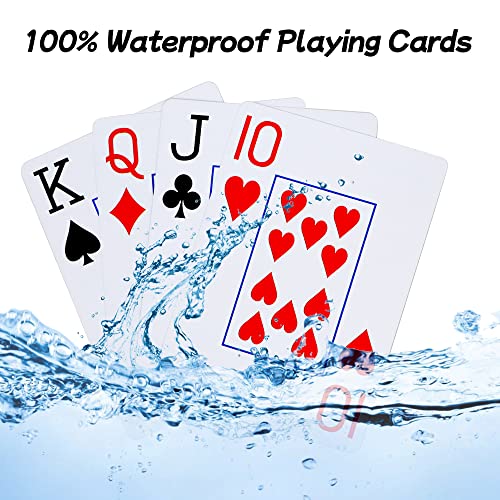 Neasyth Waterproof Plastic Playing Cards,Jumbo Index, For Texas Hold'em, Blackjack, Pinochle, Euchre, For Pool Beach Water Games #TOP3
