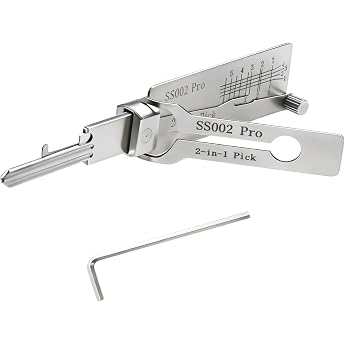 SS002 PRO Stainless Steel Master Key Decoder Lishi 2-in-1 Lock Pick and Pick Tools Car Key Reader Lock Picking Set Multi-Purpose Maintenance Repair Kits Robust Hand Tools
