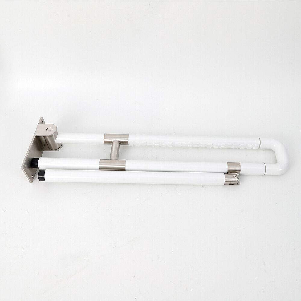 Futchoy Mango plegable de apoyo plegable de 60/75 cm, soporte de pared, antideslizante, con soporte de suelo, montaje en pared, para personas mayores, color blanco