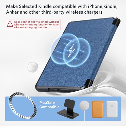 Image of CoBak Magnetic Case for 7 inch Kindle Paperwhite 12th Gen 2024 and Kindle Colorsoft - Compatible with iPhone MagSafe, for Samsung /Belkin /Anker Wireless Charging Pads, Lightweight, Auto Sleep Wake