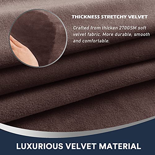 Sofa Armrest Covers Stretch Velvet Plush Arm Covers For Chairs And Sofas Anti-Slip Couch Armrest Covers With Sticker Furniture Armrest Protector For Sofa Couch Chair Recliner, Set Of 2, Brown #TOP3