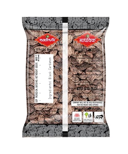 Image of MADHVIK Premium Black Cardamom 50g (Moti Elaichi) - Pack of 2 x 25g | Aromatic Whole Badi Elaichi Pods for Biryani, Gravy, Masala Blends & Indian Cooking | Fresh & Natural Quality