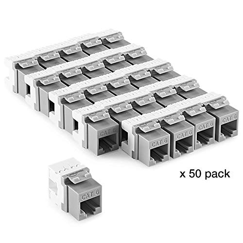 Navepoint 180 Degree Cat6 Keystone Jack, Rj45 Ethernet Connector, Type 110, Gray 50-Pack #TOP4