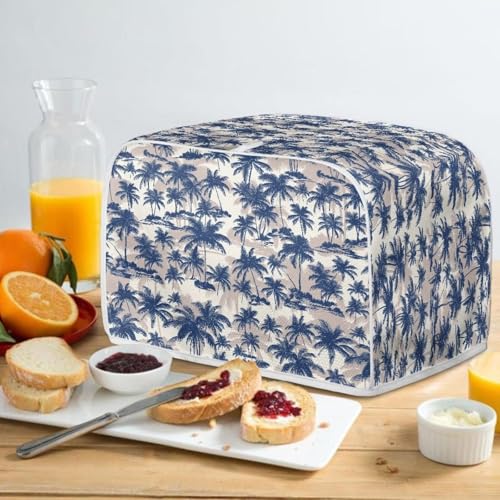 Image of Talayituse Palm Tree Print Toaster Cover 2 Slice Wide Slot, Lightweight Toaster Cover Dust Protection Washable Appliance Bag Bread Maker Cover, S