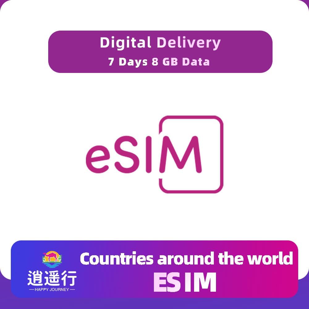 eSIM Card for Universal Across Multiple Countries| Get QR Code Instantly | 5G/4G High-Speed | Hotspot Allow | for Travel, Business & Unlocked Phones (7 Days, 8GB (Total), 5G, excluding Voice Calls.)