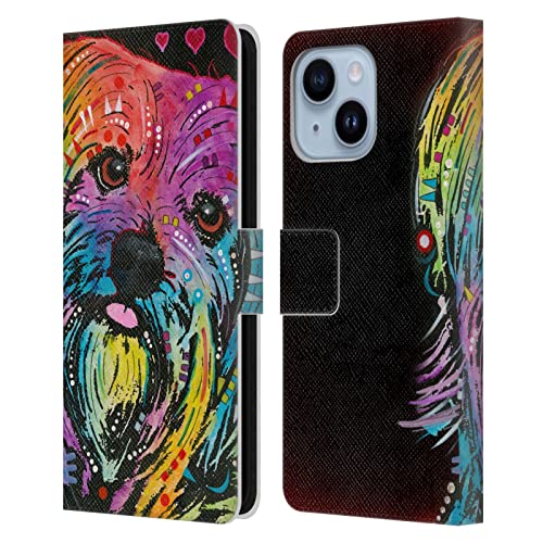Protège écran iPhone 14 Plus étui en cuir anti rayure motif Yorkshire pour éviter les chocs