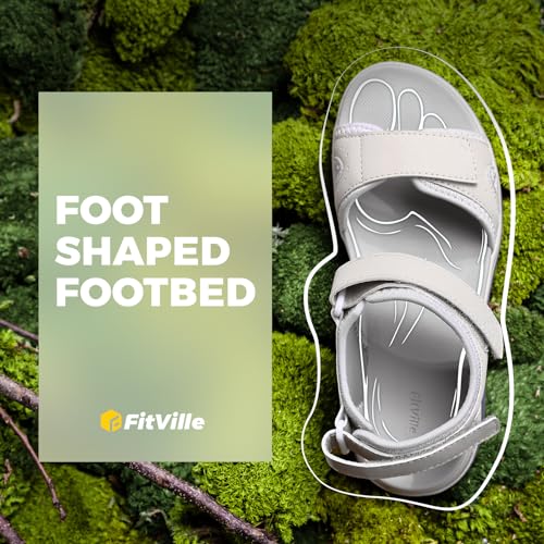 Image of FitVille Women's Orthopedic Wide Sandals Casual Arch Support Flat Sandals